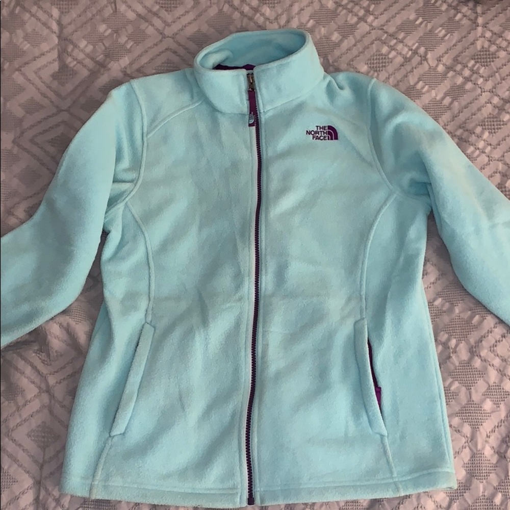 North face blue zip up
